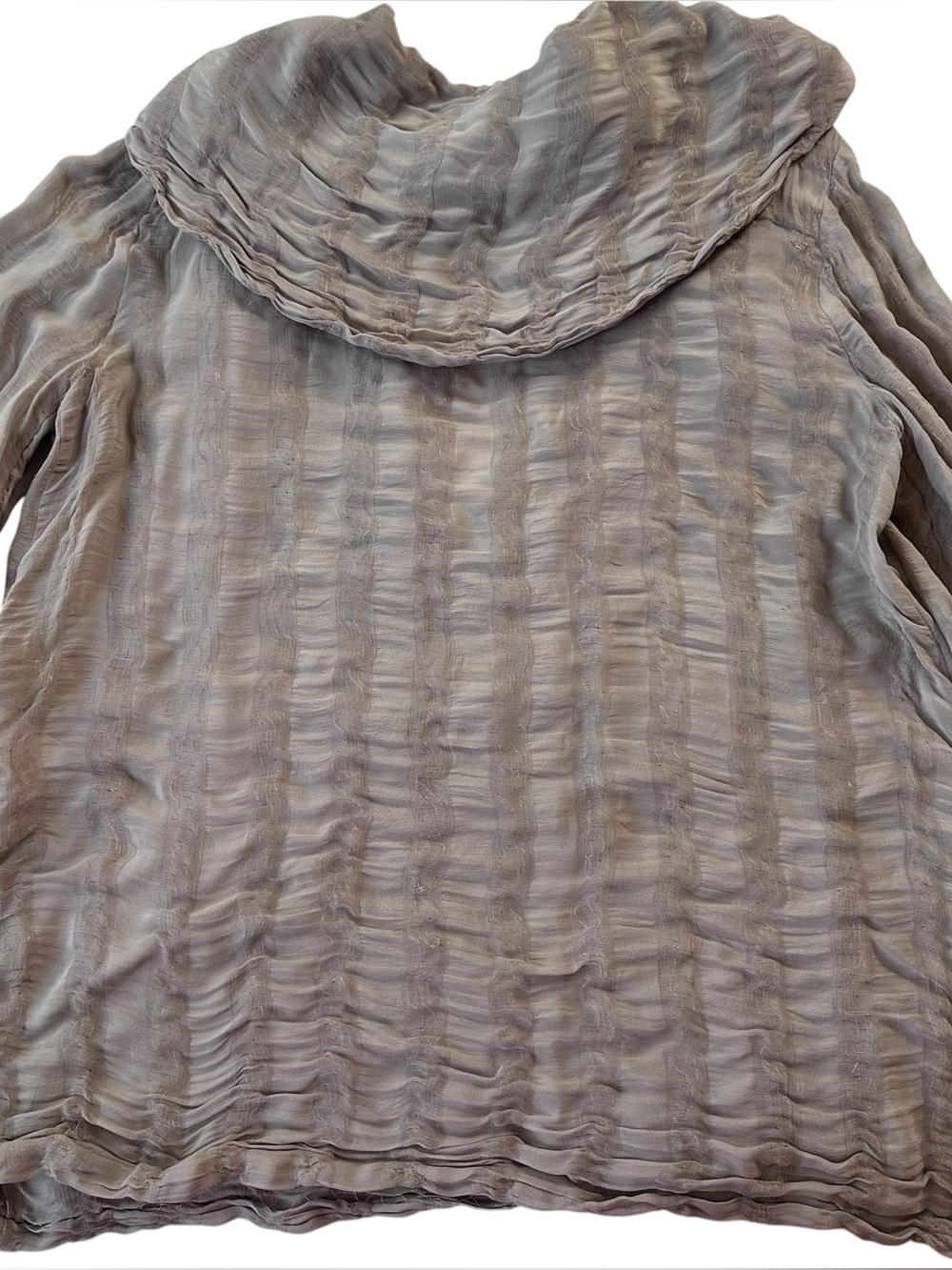 Vintage Chanel 1999A Silk Metallic Gauze Sailor Collar Blouse Taupe CC Button 44 - Picture 12 of 17